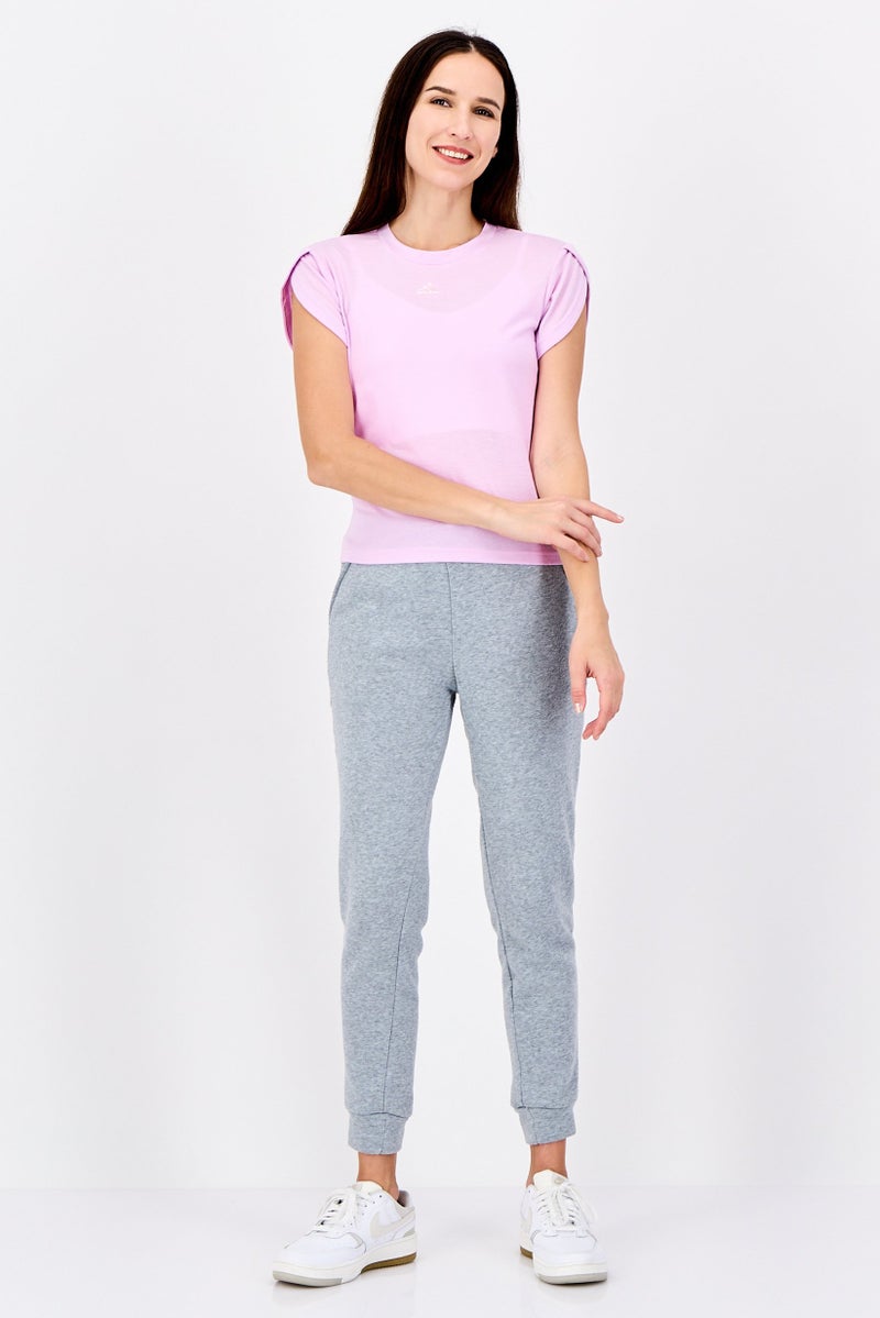 Adidas Women Sportswear Fit Short Sleeve Outdoor Top, Light Pink - Image 3